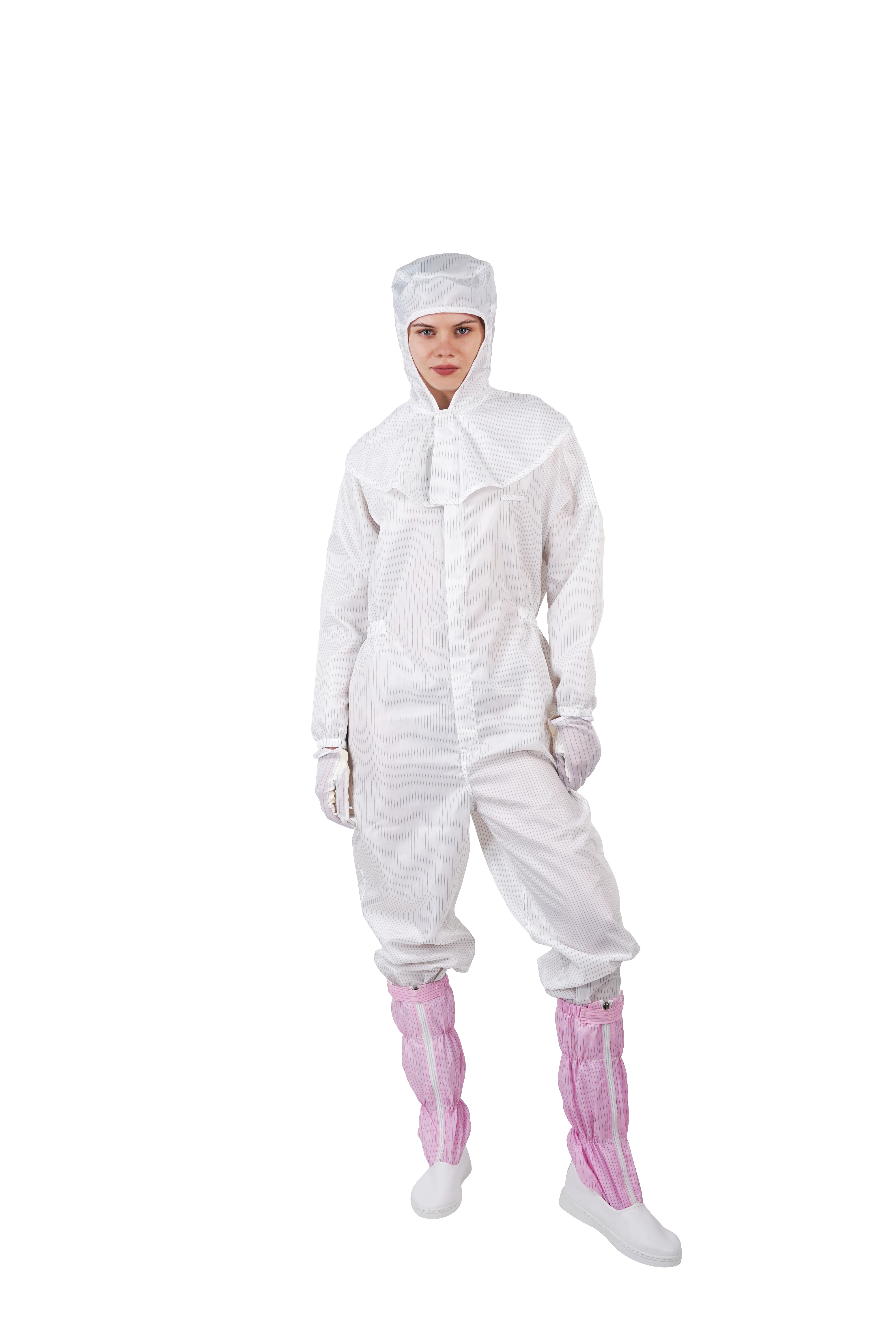 前ファスナー付きESDクリーンルーム用オーバーオールつなぎ服