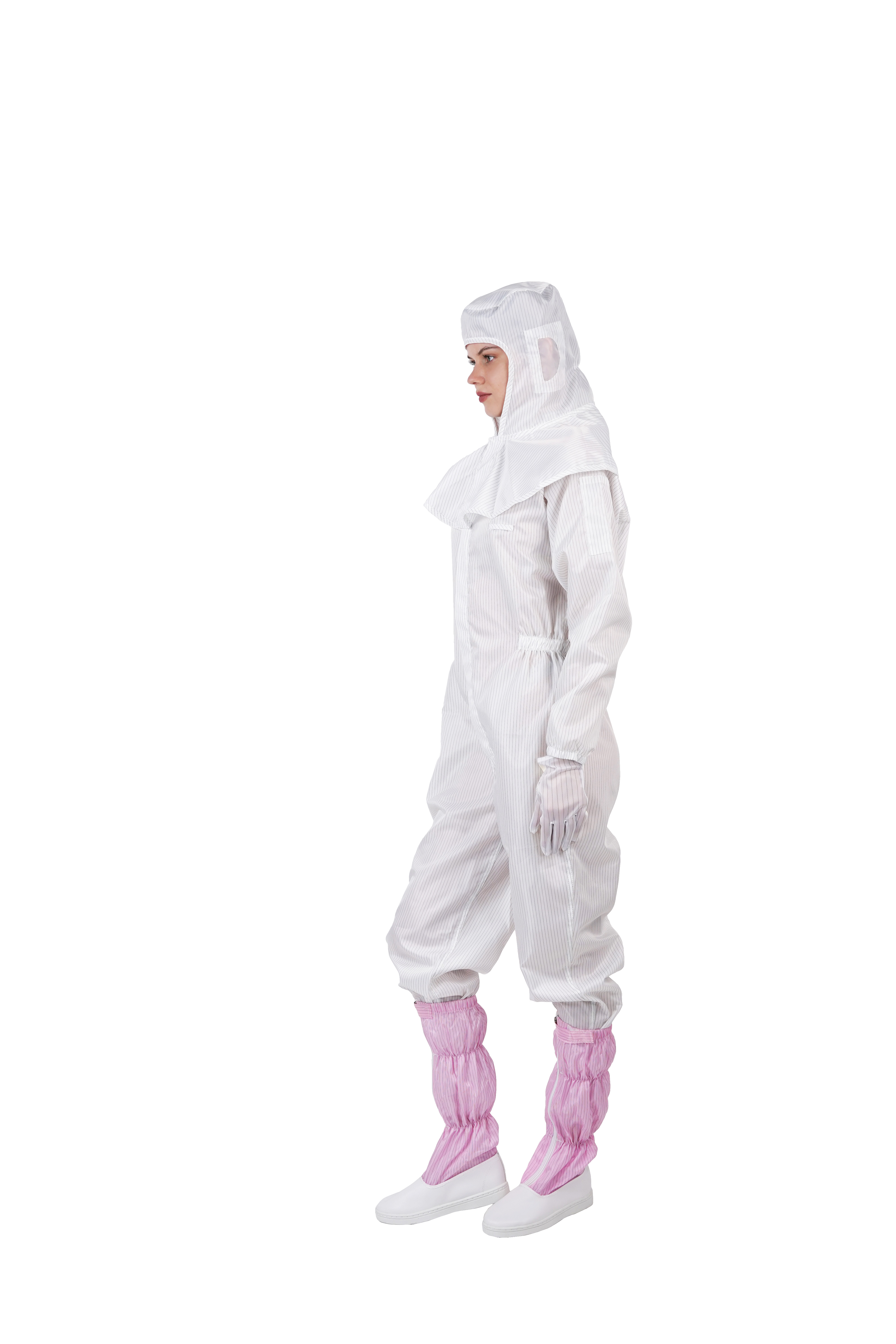 前ファスナー付きESDクリーンルーム用オーバーオールつなぎ服