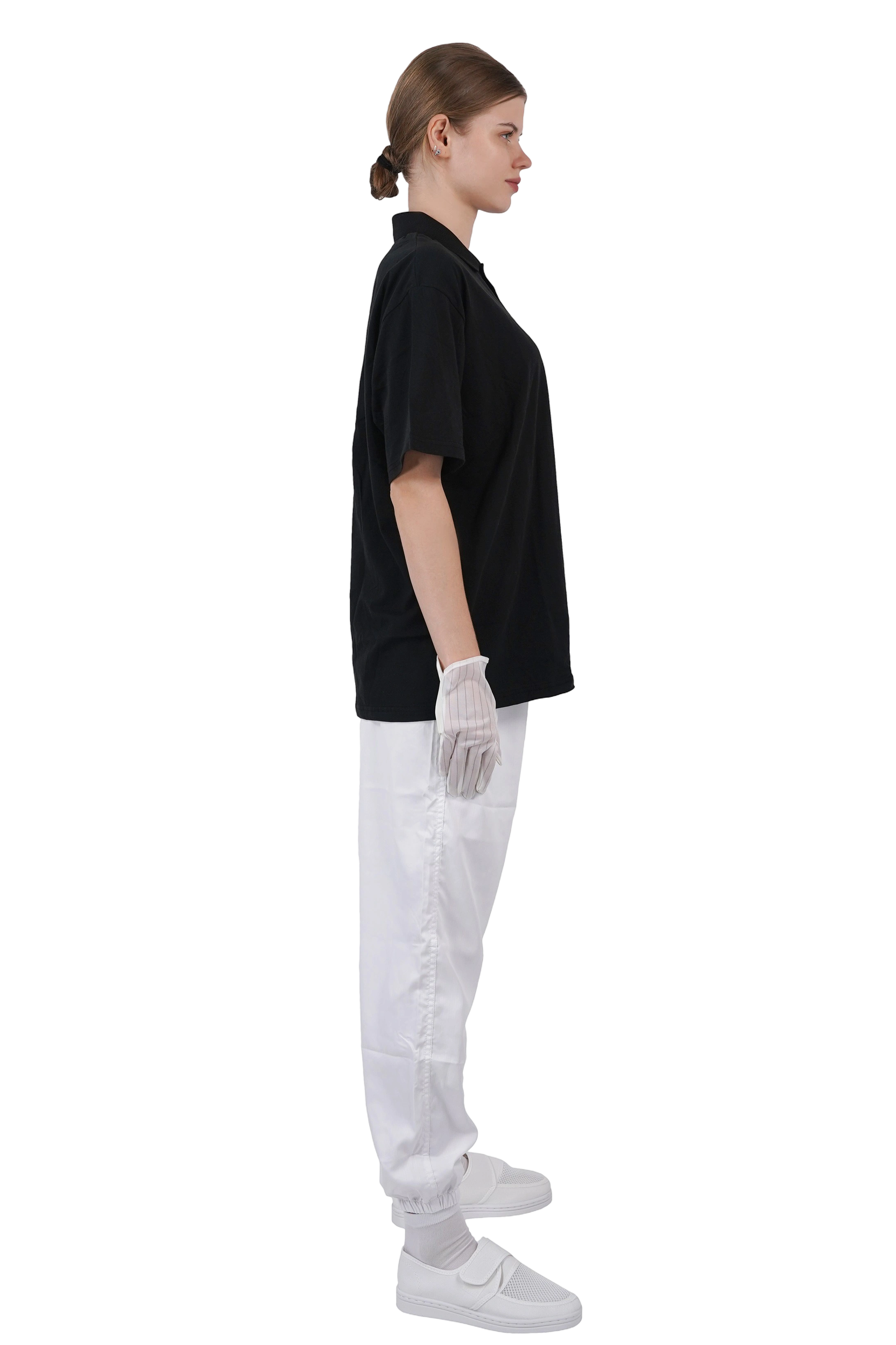 クリーン作業場用ESD Tシャツ、帯電防止半袖