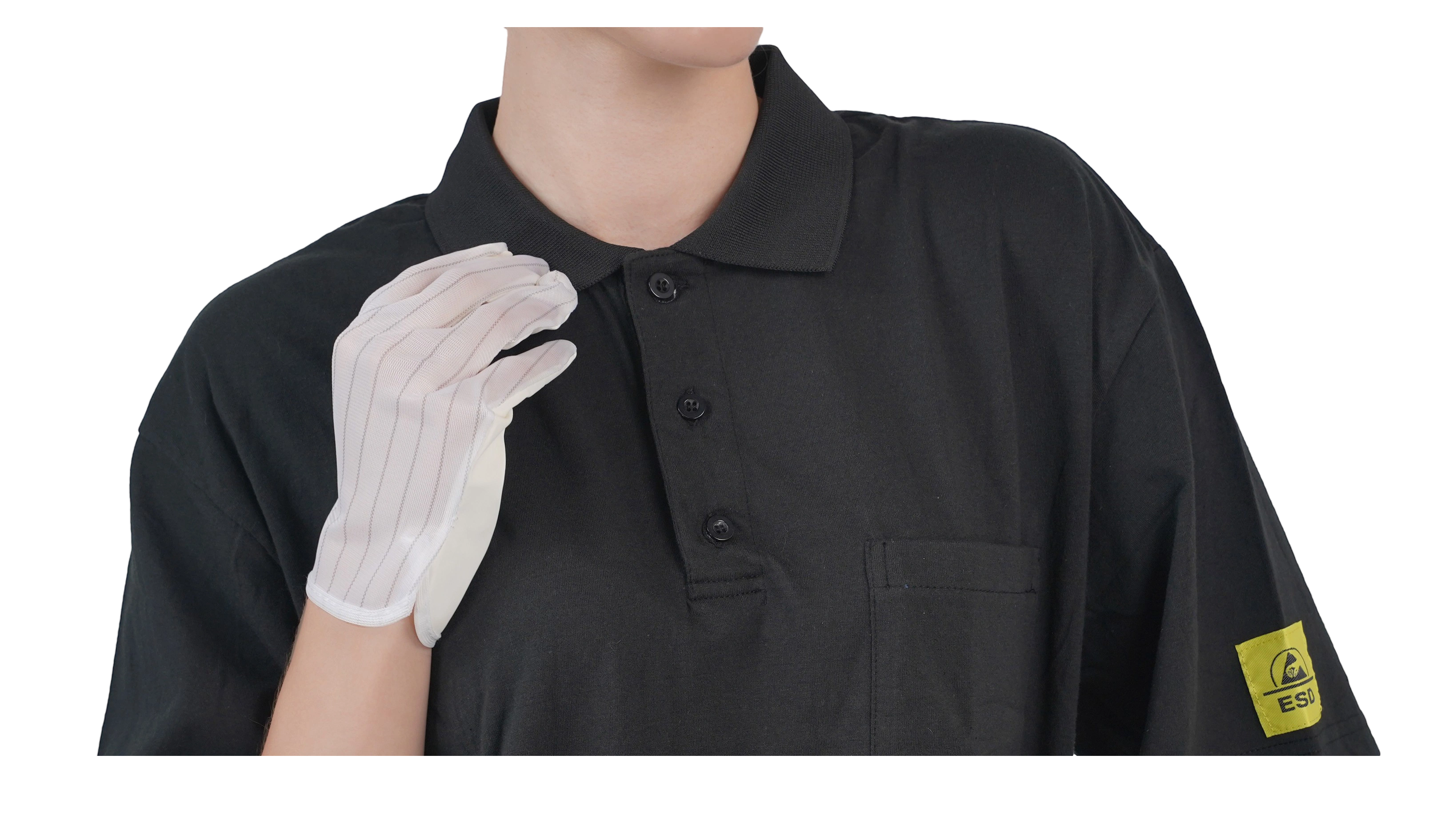クリーン作業場用ESD Tシャツ、帯電防止半袖