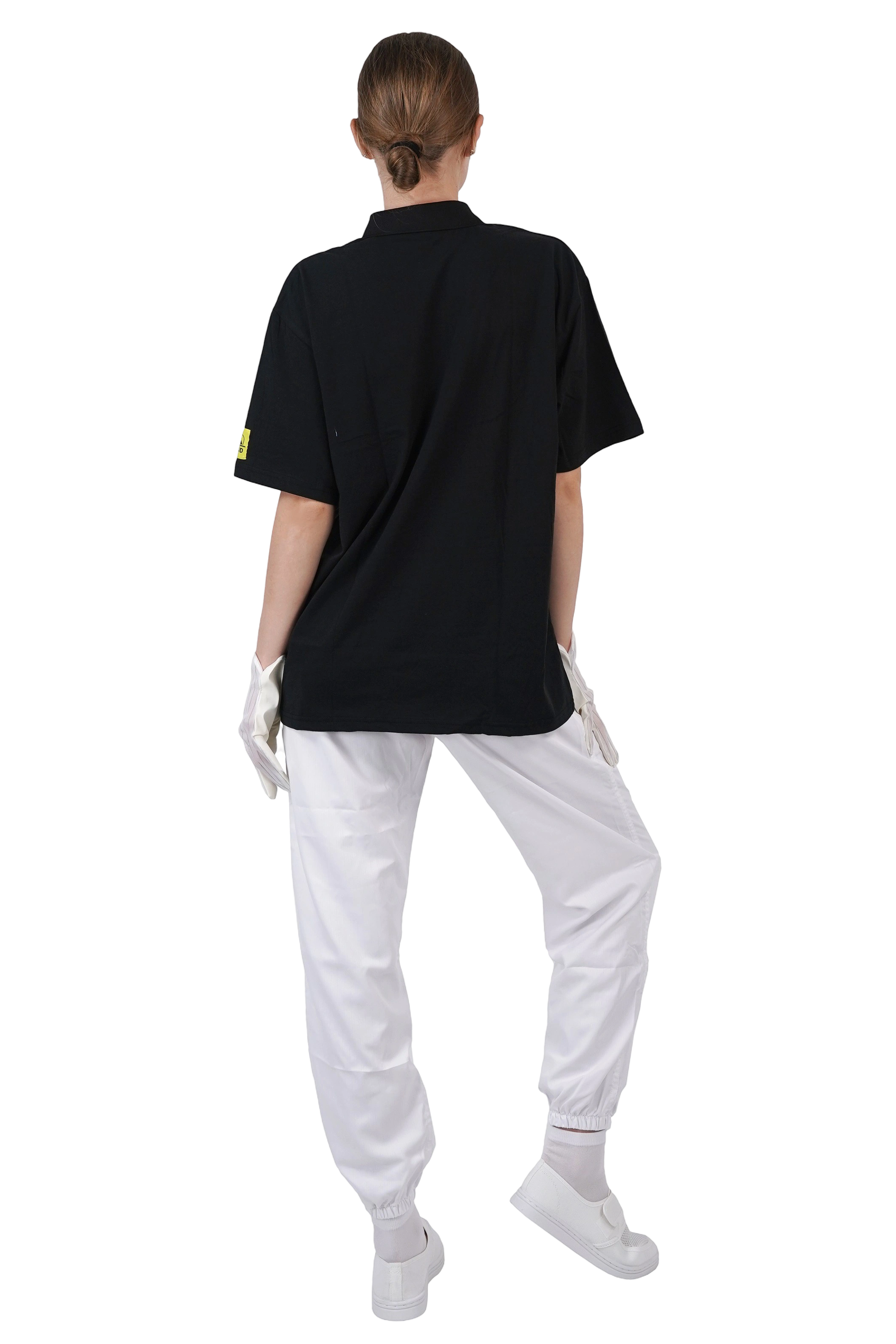 クリーン作業場用ESD Tシャツ、帯電防止半袖