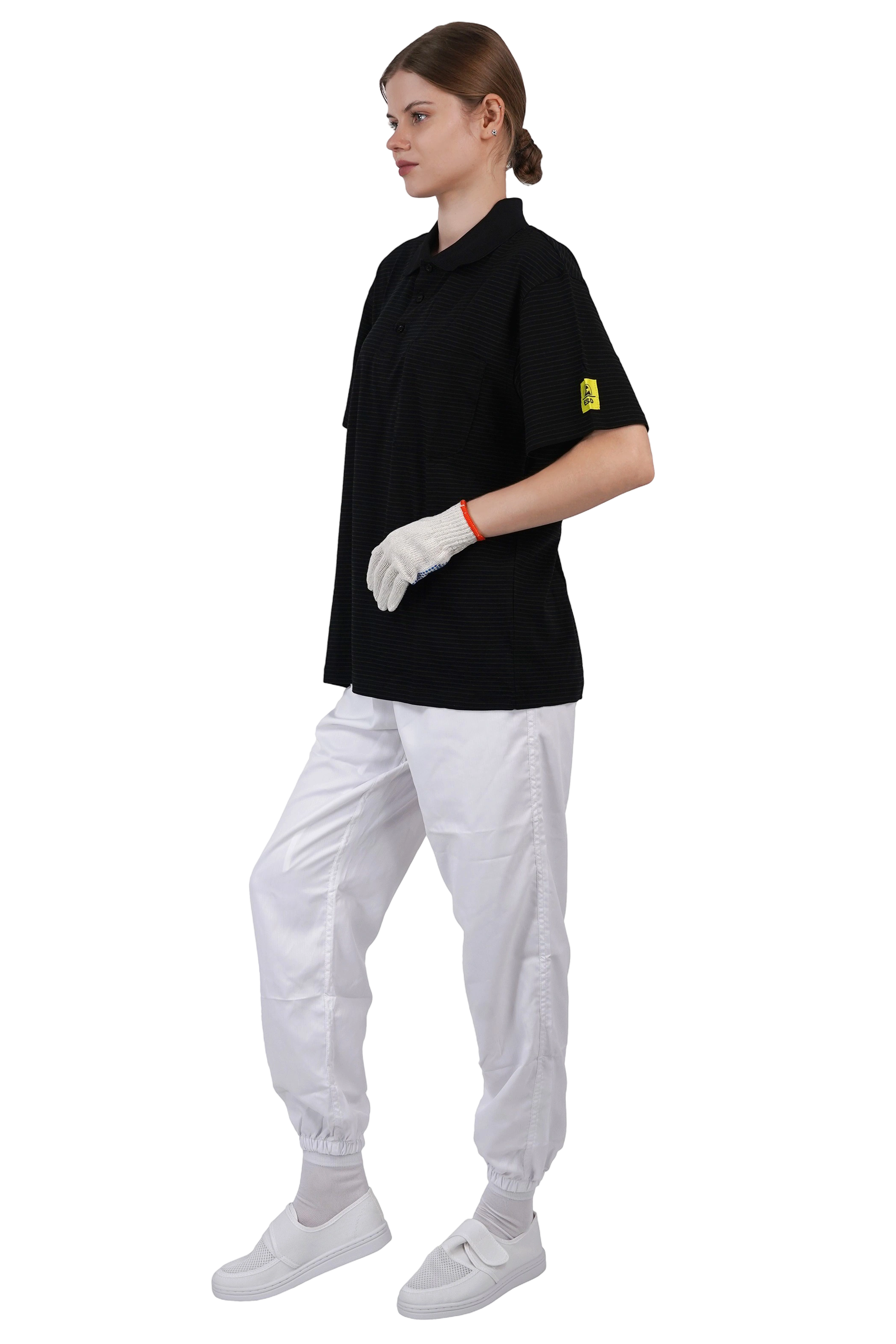 クリーン作業場用ESD Tシャツ、帯電防止半袖