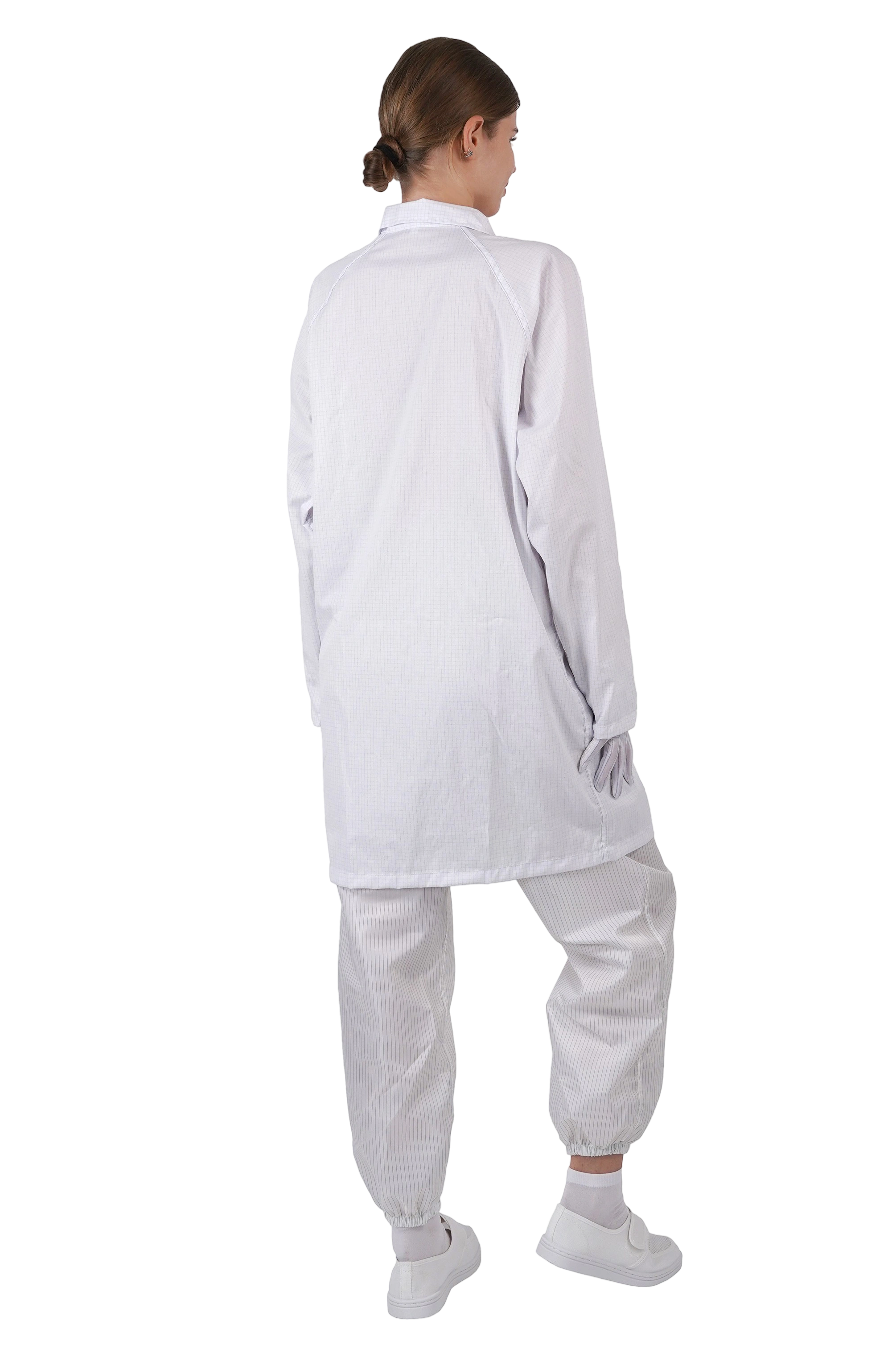 ESD対応TC綿素材の帯電防止スーツカラータイプロングコートクリーンルームウェア