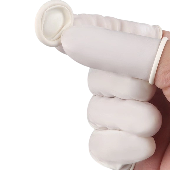 使い捨て厚手ラテックス指カバー（ホワイト）